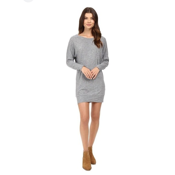 Lanston‎ Boyfriend Minidress Grey SizeM Round Neck Long Sleeve Long Stretch Hem - Picture 1 of 12